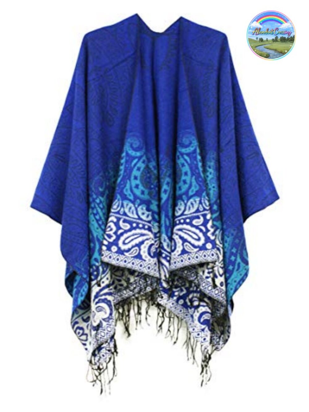 Vintage Pattern Tassel Poncho Shawl Cape Wrap Fringe Woven